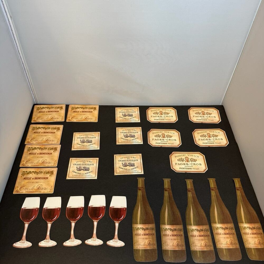 Wallies Wallpaper Cutouts Wine Tasting Bottles 25 Cutouts Vintage EUC